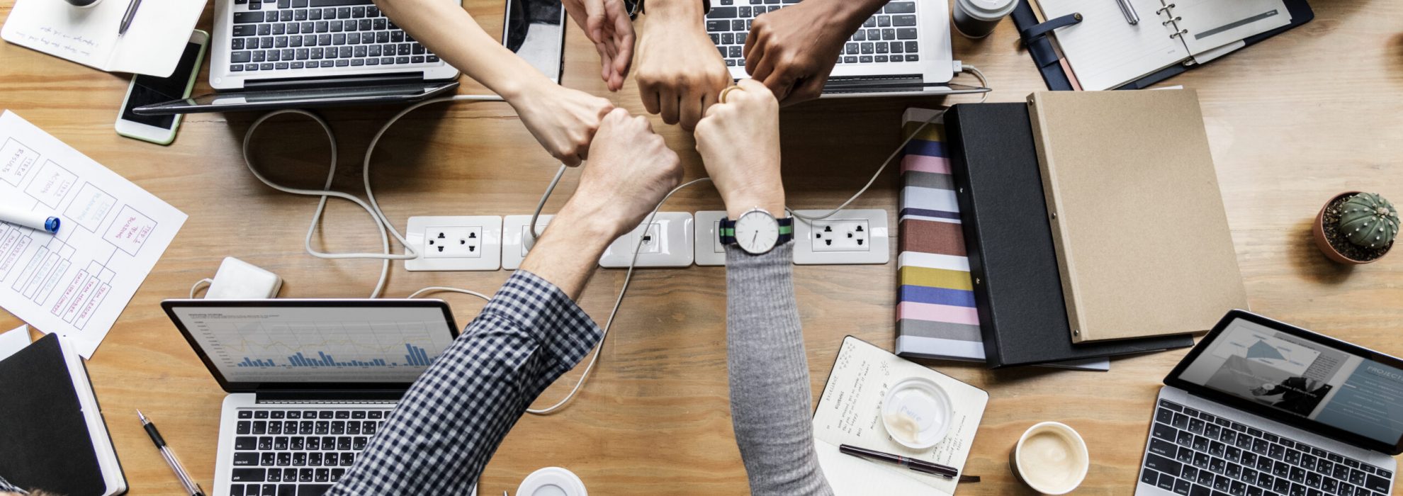 Colleagues giving a fist bump